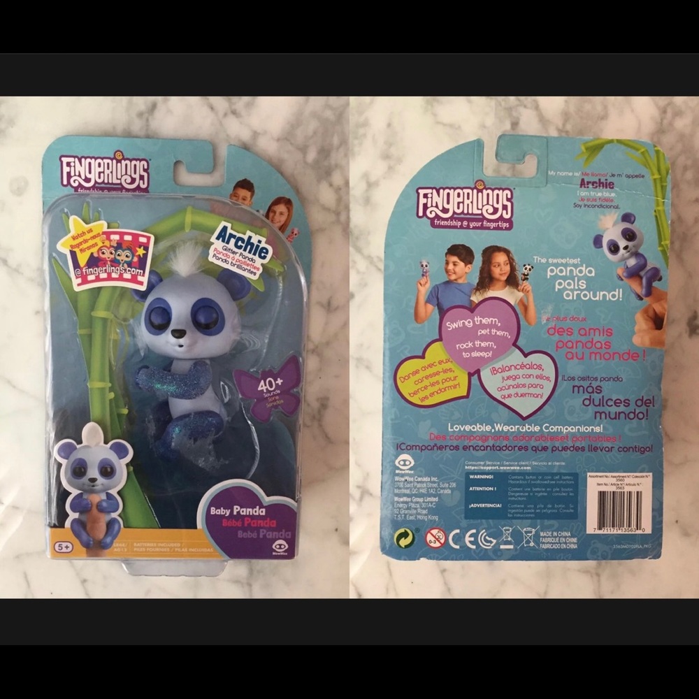 Brand New WowWee Fingerlings Baby Panda Archie Glitter Fingerling Rare